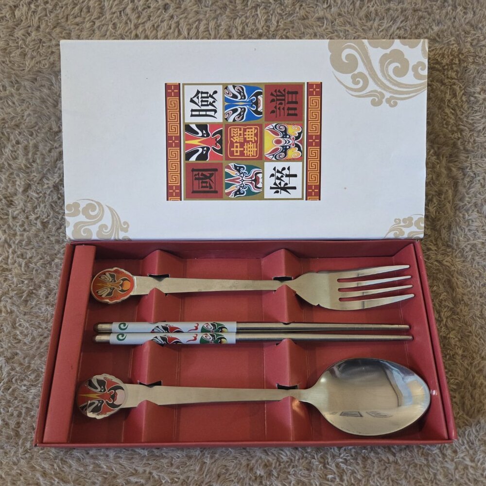 Peking Opera Mask 4-pc Stainless Cutlery Set